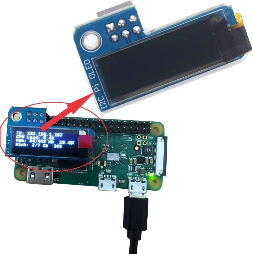 1PCS White PiOLED 0.91inch I2C 128X32 SSD1306 OLED Display Module for Raspberry Pi