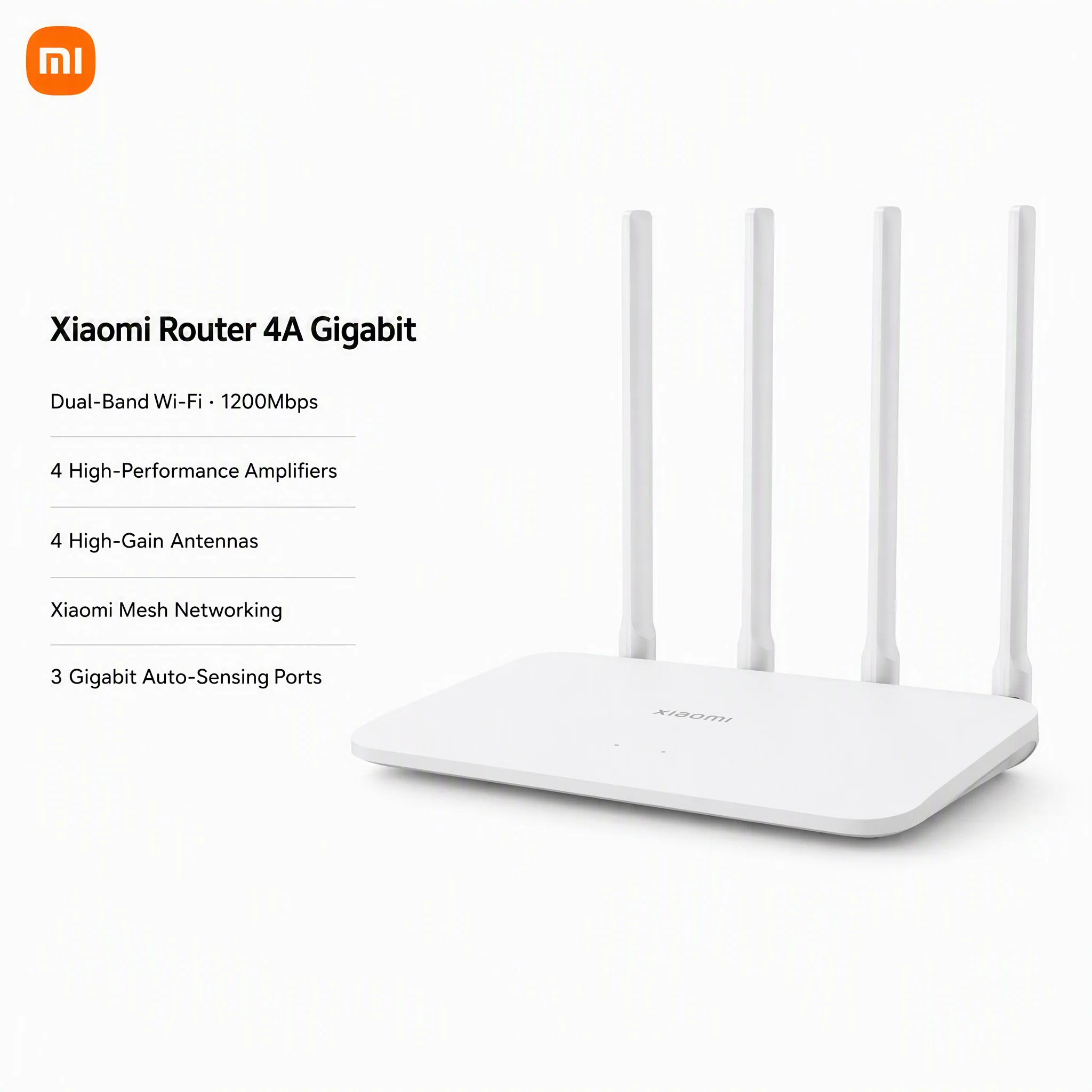 Xiaomi Router 4A Gigabit Dual Band 2.4G 5G 1200Mbps WiFi Router 4 High Gain Antennas 4 Amplifiers Mesh 3 Gigabit Ports
