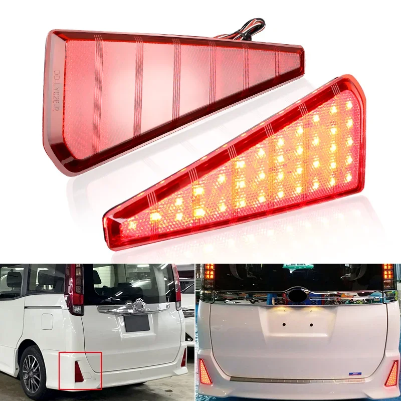 

2PCS Car flashing LED Reflector Lamp Rear Fog Lamp Bumper Light Brake Warning Light For Toyota NOAH VOXY 80 Series