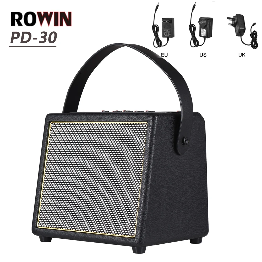 Rowin 30W Electric Guitar Amplifier OTG BT Acoustic Guitar Amp Reverb Chorus Effect REC Microphone Inputs Aux In Headphone Jack