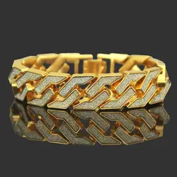 Hip Hop Gold Plated Plated Micro Pave Cubic Zircon Bracelet Iced Out Length Chain Bracelets For Men Women Jewelry