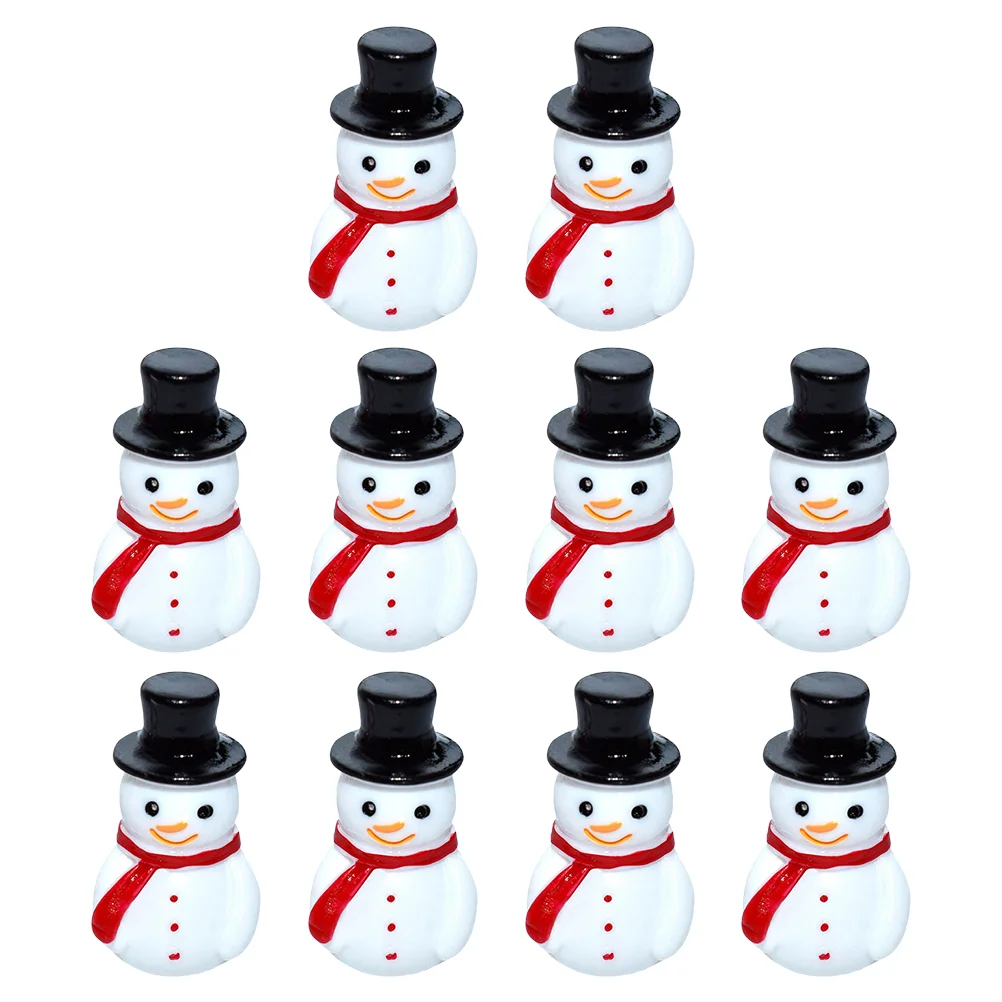 

10 Pcs Mini Snowman Christmas DIY Ornaments Outdoor Toys Resin Craft Micro Landscape Wreath Xmas Parachute