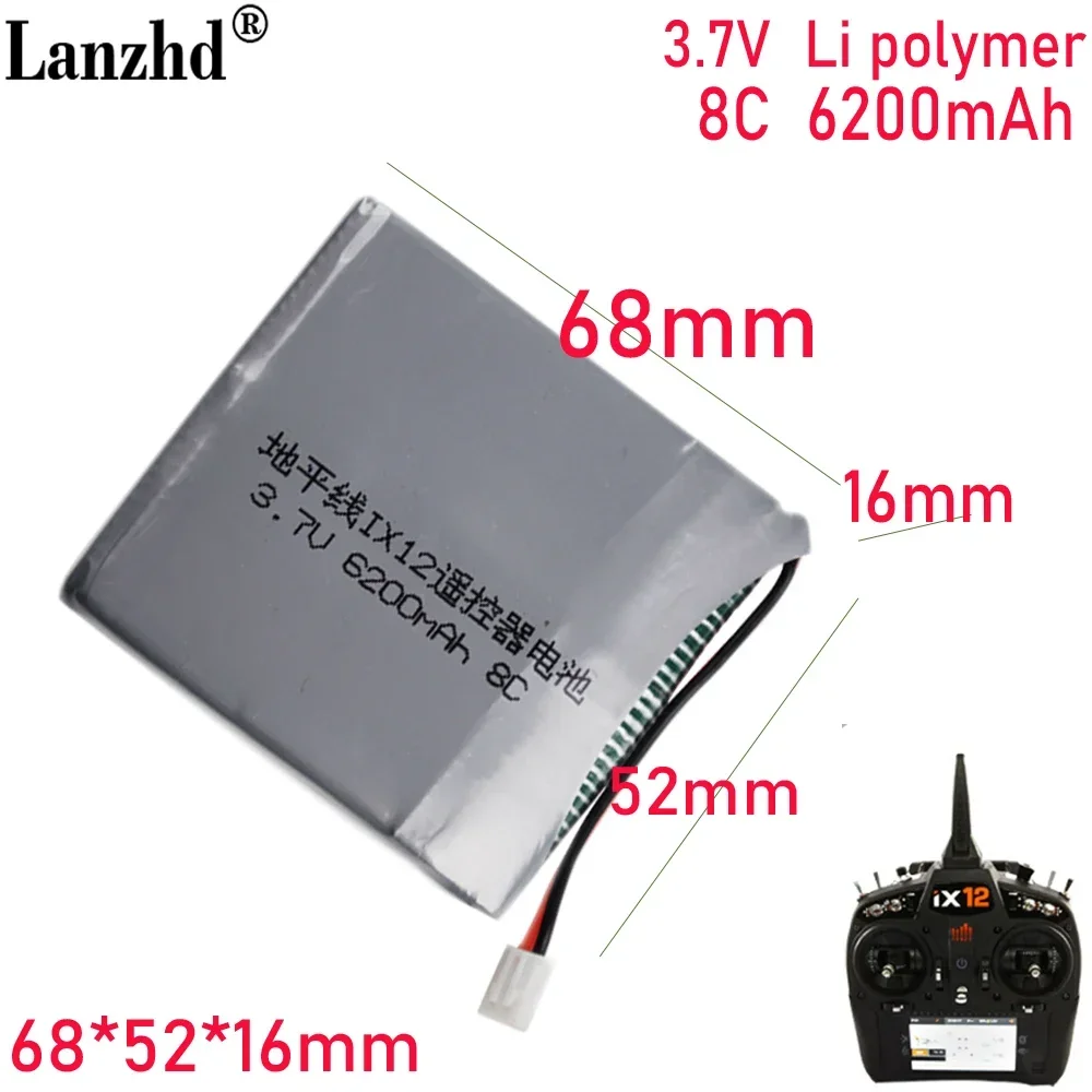 3.7V 6200mAh 8C lithium battery For Spektrum Horizon iX12 IX20 Remote control power battery 68*52*16mm