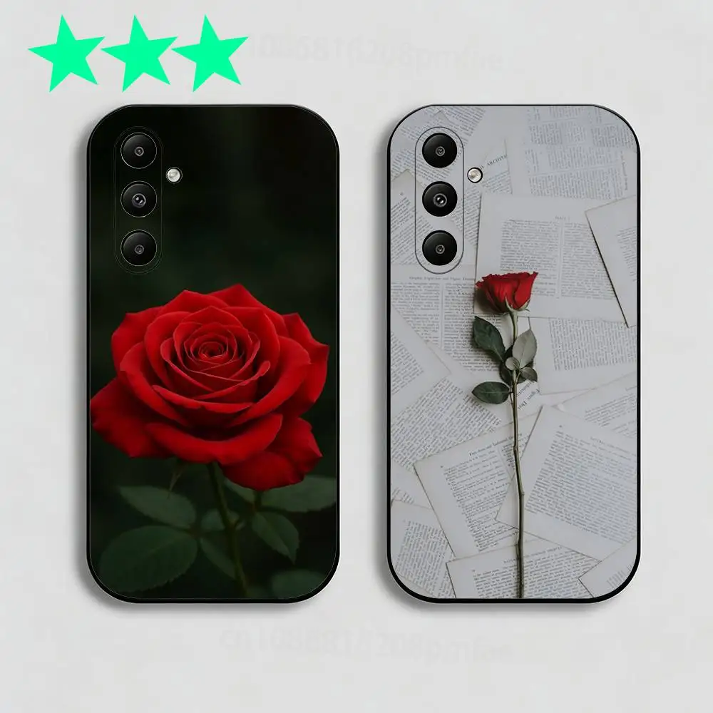 Rose Flower Phone Case For Samsung Galaxy A13,21s,22,31,32,40,52,71,A91 Soft Black Shell