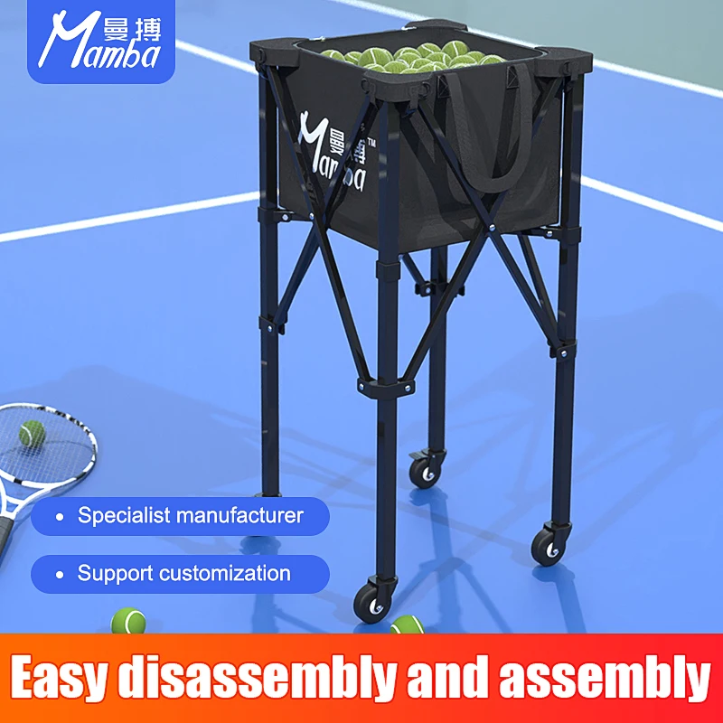 

Foldable Tennis Ball Cart 150pc Ball Capacity Tennis Ball Saver Bag Tennis Storage Rack with Wheel Tennis Sport Teaching Carts