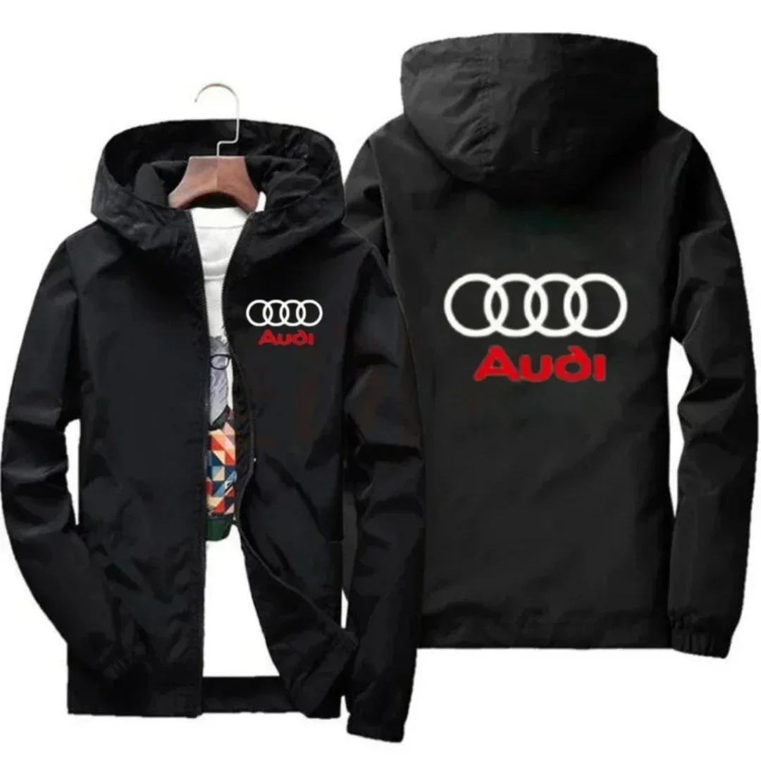 

2026 Men's Fashion Windproof Waterproof Jacket with Audi Car Logo for Outdoor Sports Summer Style