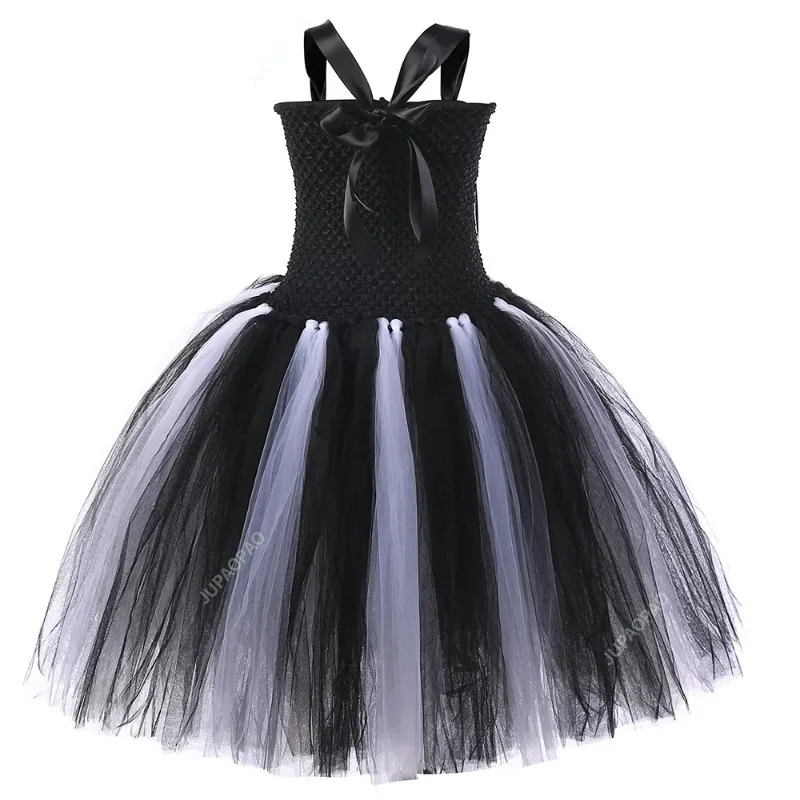 جديد أبيض أسود الرعب مهرج فستان بتصميم حالم للفتيات الاطفال Pennywise هالوين زي السيرك الجوكر تأثيري الزي مخيف تنورات قصيرة # 1 #2