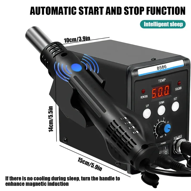 

【Professional Grade】TX 8586 Soldering Station 2 IN 1 Hot Air Gun LCD Dual Digital Display Electric Soldering Iron SMD Welding Re