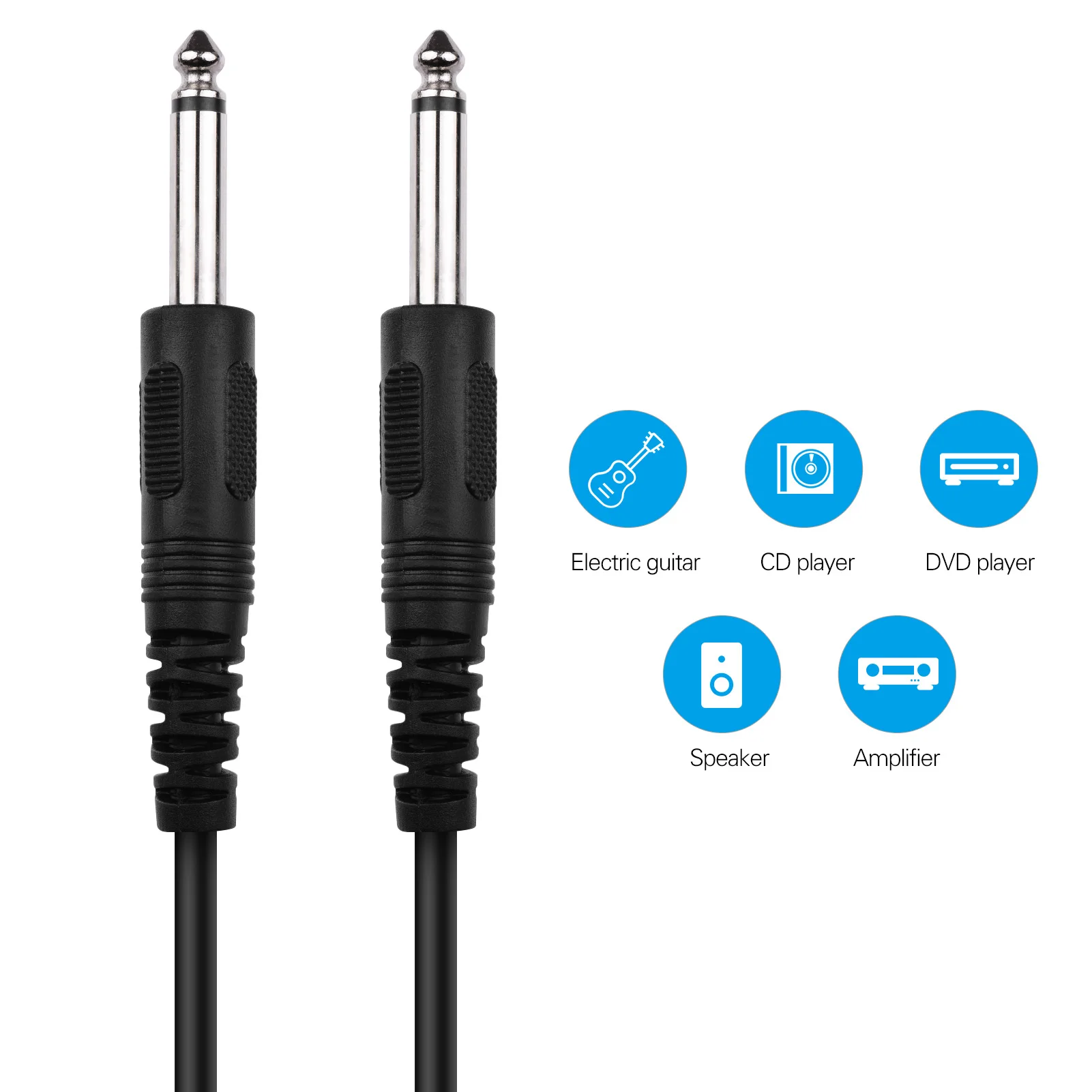 Guitar Cable Black Audio Cable for Electric Guitar Bass Keyboard 1/4 Inch to 1/4 Inch TS Straight Plugs 1M/3.3ft guitar cable