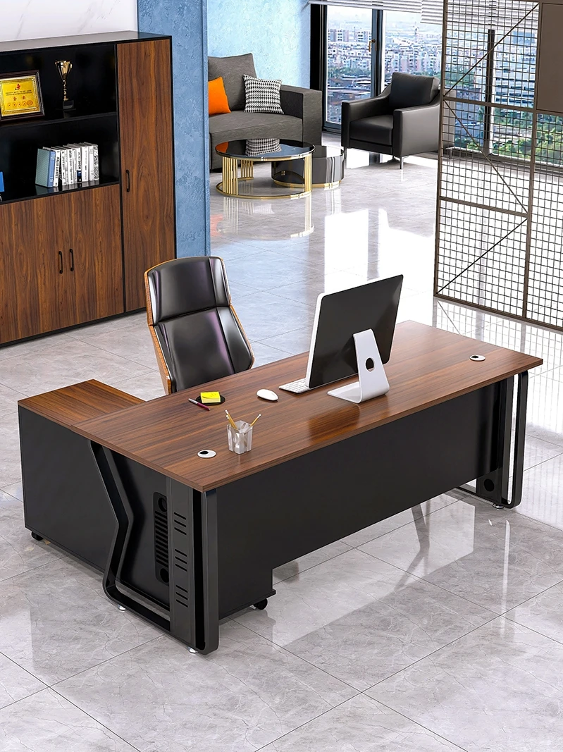 Simple modern supervisor manager desk office table steel frame computer chair combination