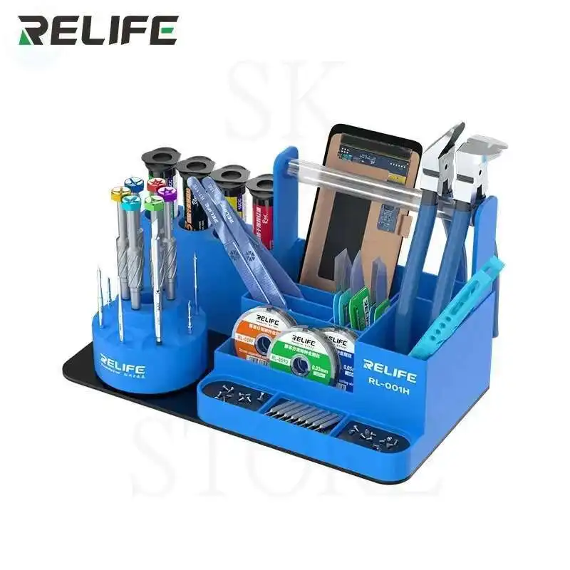 RELIFE RL-001H متعددة الوظائف الدورية الهاتف المحمول اللوحي إصلاح صندوق تخزين المفكات القصدير سلك كماشة أداة عدة PCB حامل