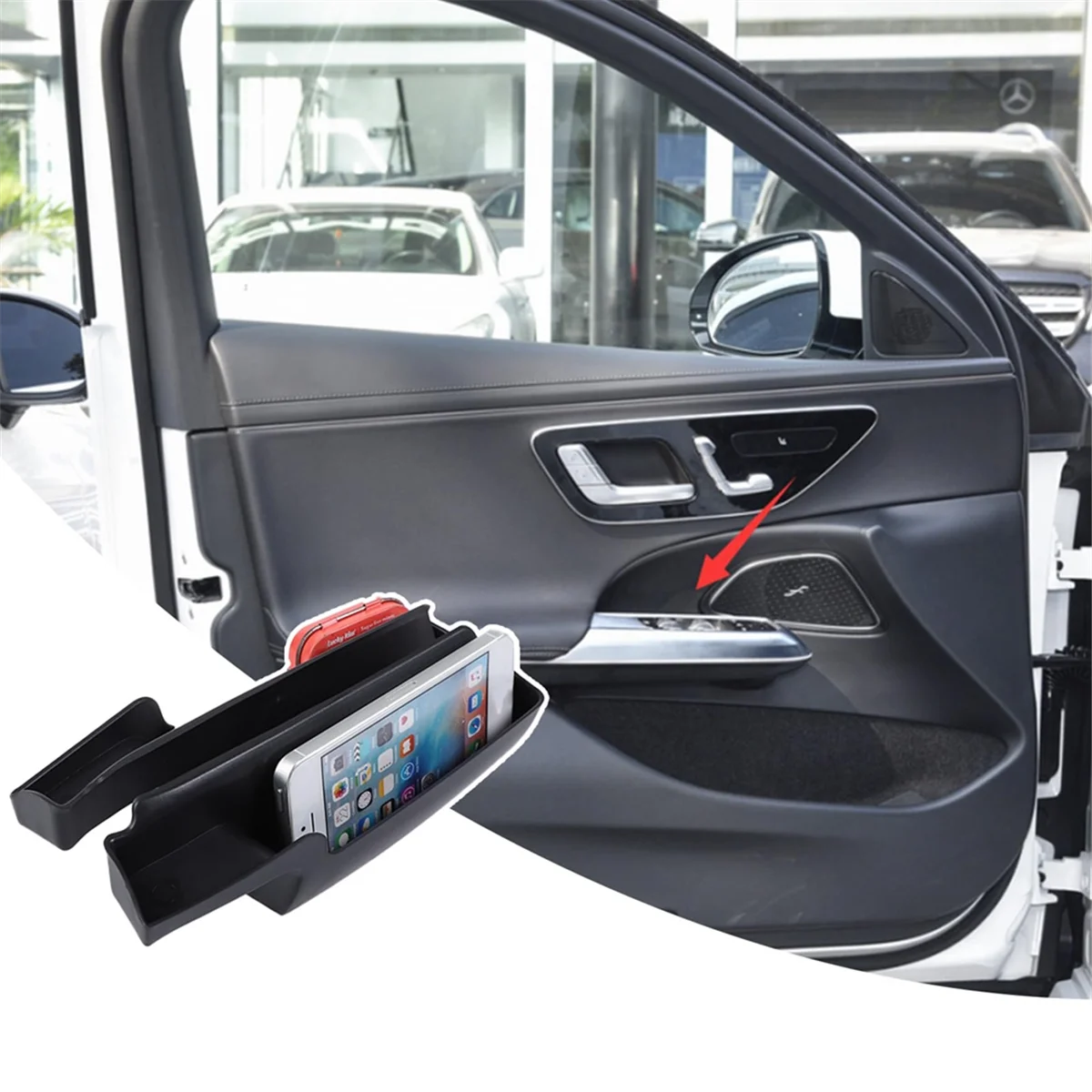 For Mercedes Benz E Class W214 2024 Car Door Storage Box Organizer Tray Door Handle Pocket Insert ,Front Door