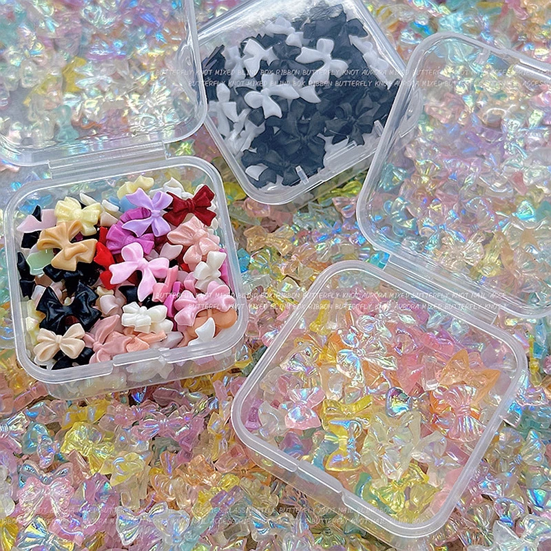 

80/100PCS Mixed Design 3D Acrylic Bow Tie Nail Art Charms Accessories Parts For Manicure Nails Decoration Supplies Material