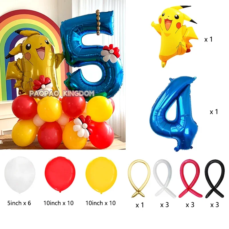 Pokemon Pikachu Folie Ballonnen Set voor Kinderen Verjaardagsfeestje Decoratie Baby Douche Ballon Decoratie Globos