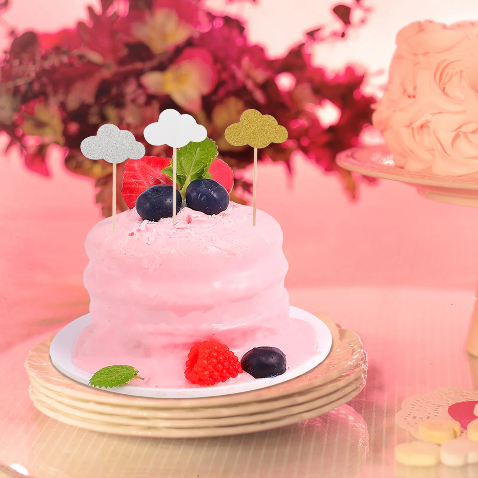 

150Pcs Glitter Cloud Toppers for Birthday Cake Decoration Kids Party Wedding Baby Shower Supplies Cloud Figure