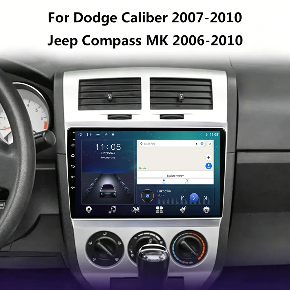 

Car Radio For Dodge Caliber 2007-2010 For Jeep compass MK 2007-2009 Carplay Navigation GPS Stereo Auto Screen Bluetooth