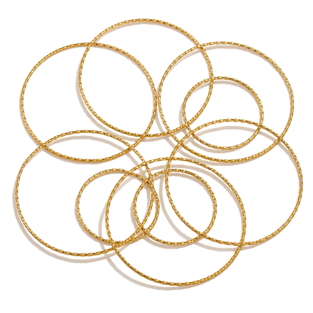 

10Pcs/Lot 18K Gold Twisted Closed Stainless Steel Jump Rings 30/50mm for DIY Jewelry Bracelet Necklace Artware Component Finding