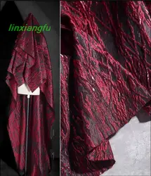 Red vein gilded fabric, jacquard polyester fabric, creative three-dimensional texture relief fabric, outerwear designer fabric.