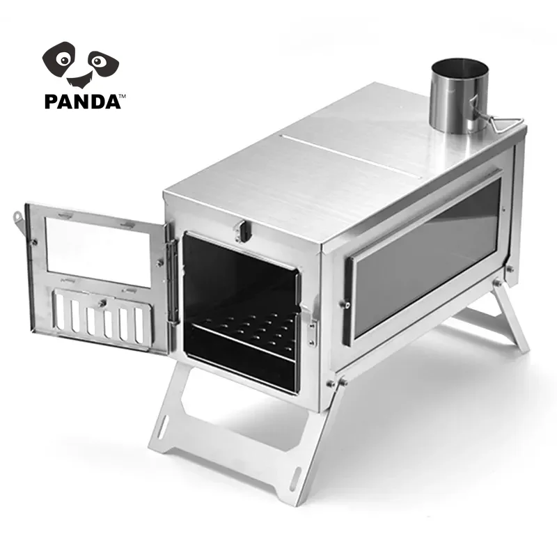 Folding Camp Stove Rack Holder Portable Freesatnding Steel Outdoor Camping Heating Cooking Smokeless Wood Burning Stove For Tent