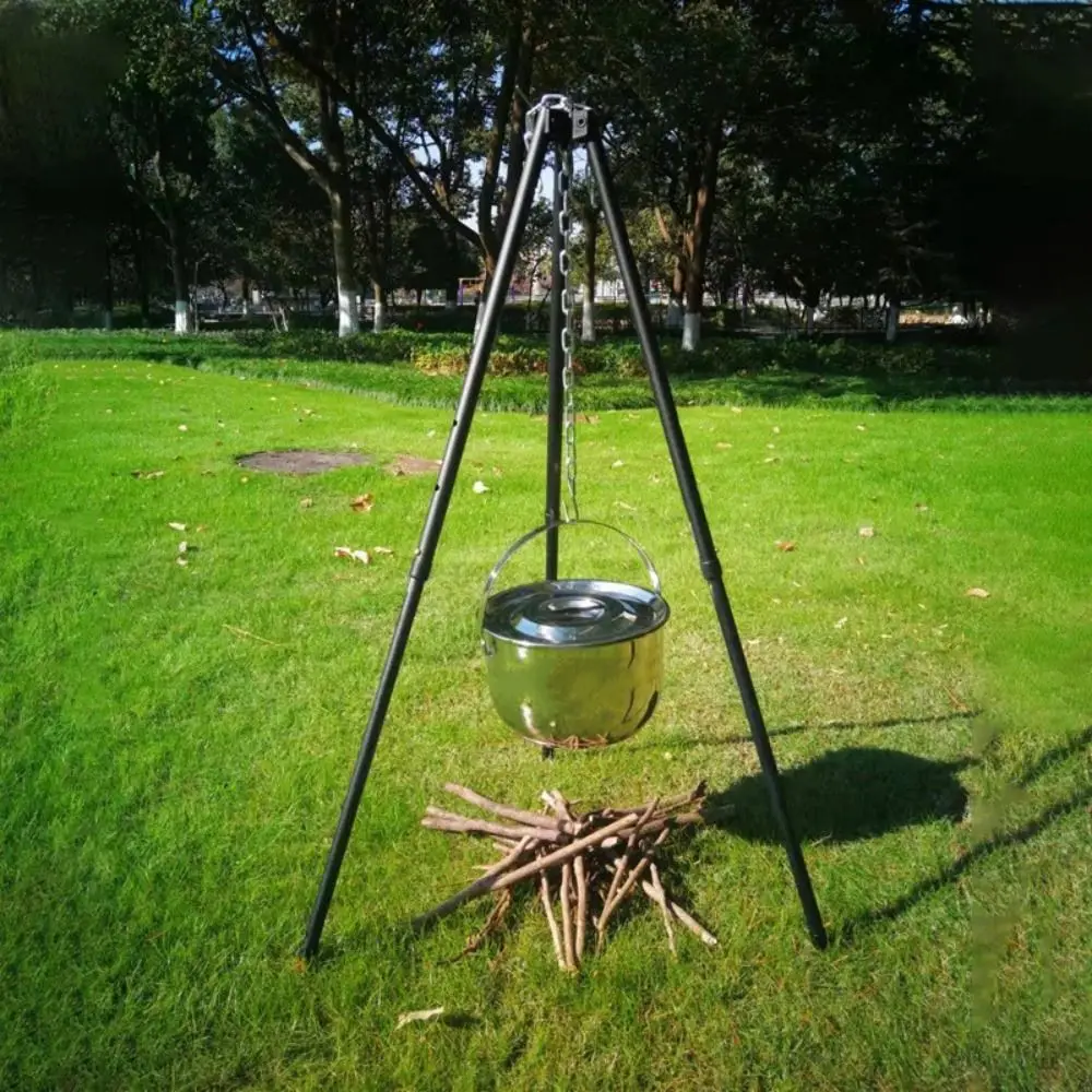 

Stainless Steel Outdoor Camping Pot 17-26cm Multifunctional Hanging Camping Cookware with Handle and Lid Durable