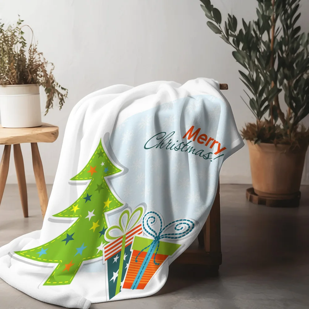 TU Cozy Christmas Throw Blanket Reindeer Snowflakes Holiday Gift Festive Home Decor Soft Warm Flannel Plush Throw