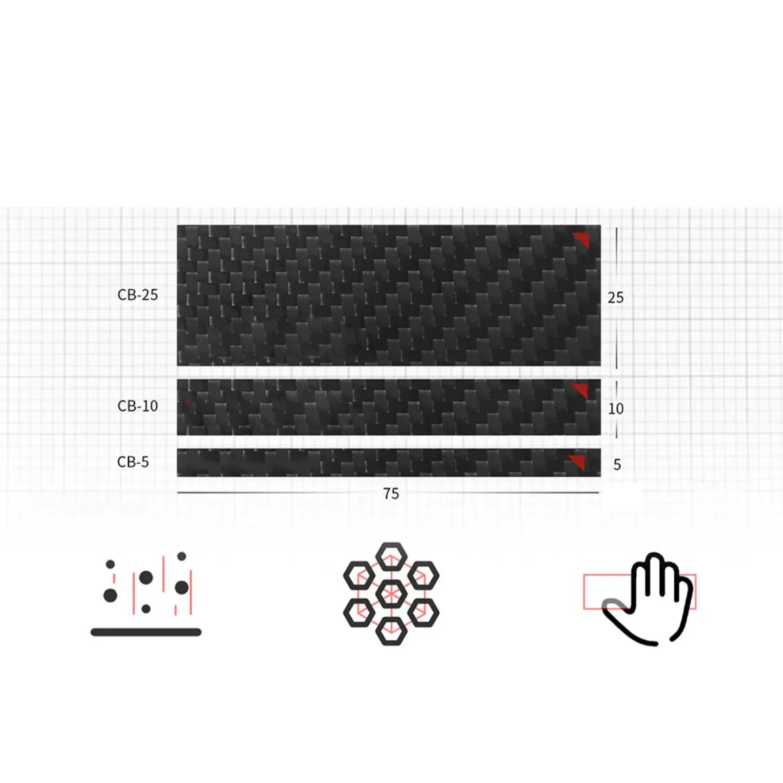 DSPIAE CB-5 CB-10 CB-25 Hand-made  Civil Model Carbon Fiber Angle Polishing Board Model Tool Black