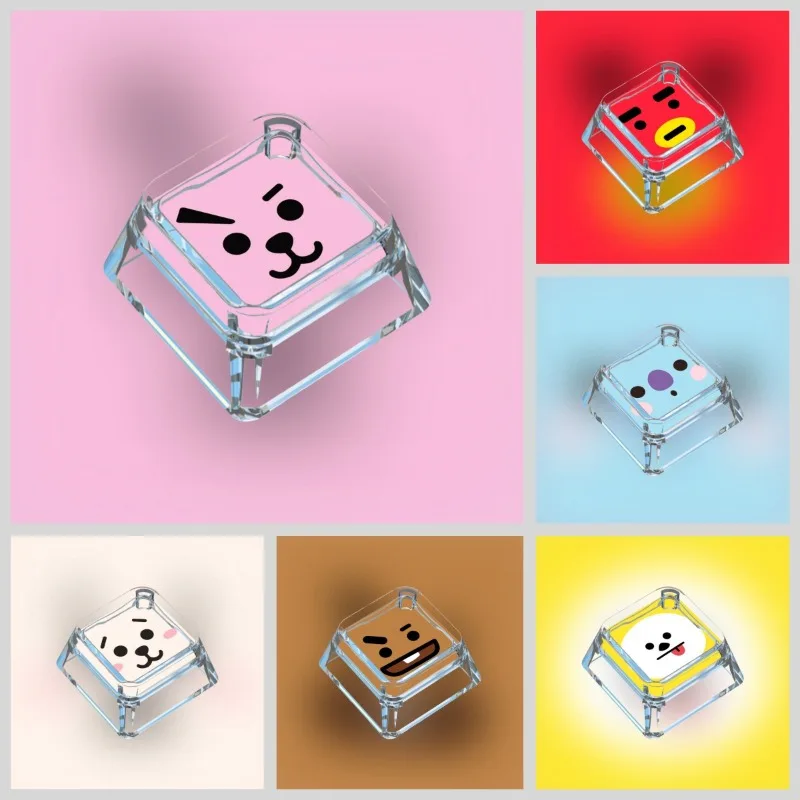 

Line Friends Cute Bt21 Q Version Cooky Emoticon Series Esc Keycaps Tata Shooky Home Mechanical Keyboard Transparent Keycap Gift