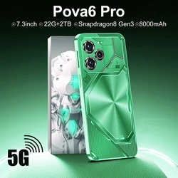 정품 포바 6 프로 스마트폰 5G Dimensity9200 7.3 인치, 22GB + 2TB 휴대폰, 듀얼 SIM 휴대폰, 50 + 108MP, 안드로이드 14, NFC 잠금 해제