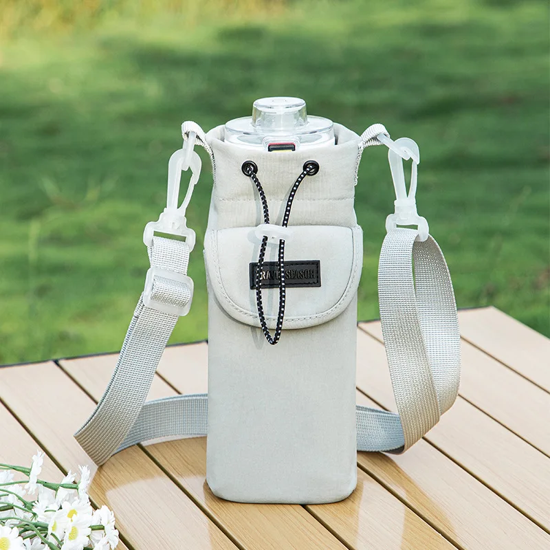 Women's Portable Crossbody Water Bottle Bag with Adjustable Strap Front Pocket Insulated Drink Holder for Outdoor Travel Daily