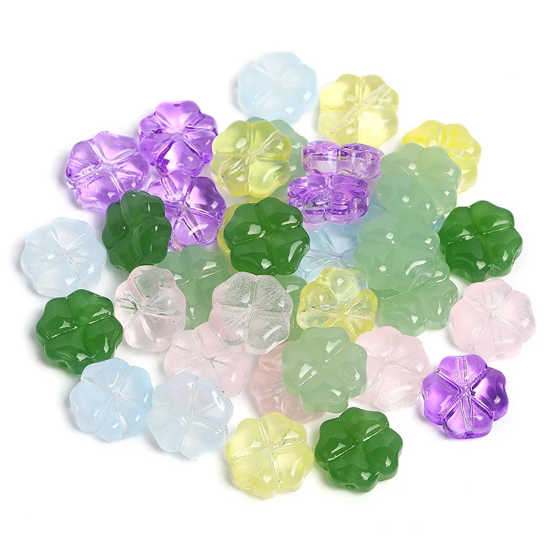 

DIY Jwelry Findings 200pcs 10mm Cute Clover Leaf Shape Glass Crystal Jewelry Beads Fit Earring Necklace Bracelet Ornament DIY