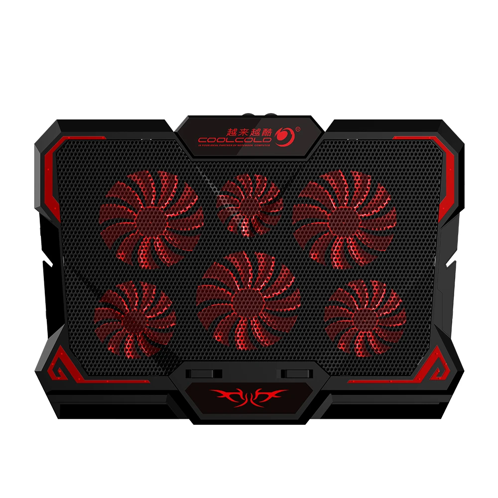 USB External Gaming Laptop Cooling Pad 6 LED Fans Notebook Cooler Stand Adjustable Quiet Laptop Fan Pad For 12-17 Inch Gamer