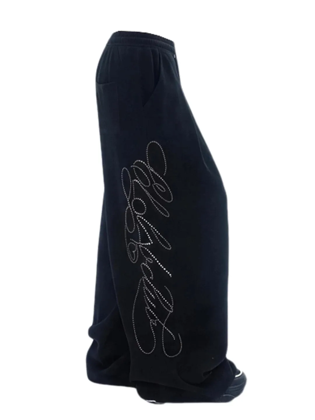 American Hip Hop Street Dance Wide Leg Pants Women's Lazy Draped Loose Casual Pants Sparkling Drawstring Jazz Dancing Trousers