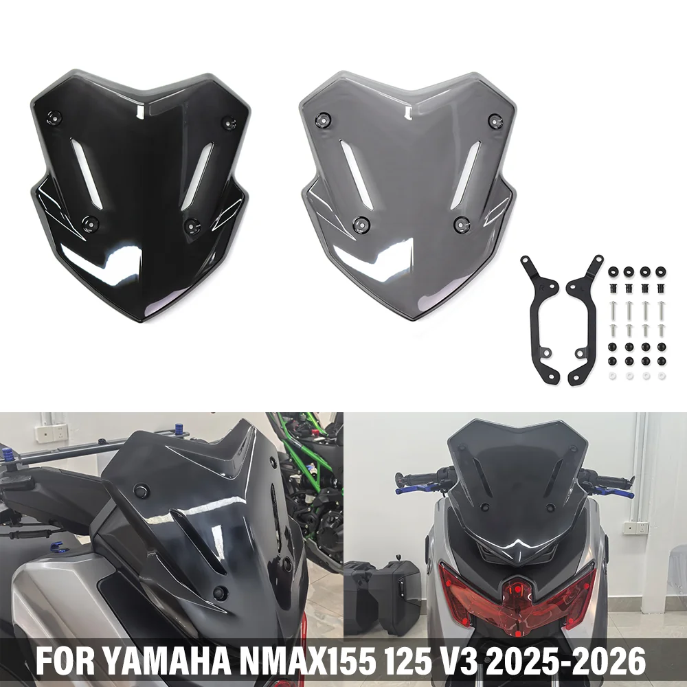 

Motorcycle Windscreen FOR YAMAHA N-MAX155 MAX155 NMAX125 V3 2025-2026 Sport Screen Deflector Windshield Guard Protector Fairing