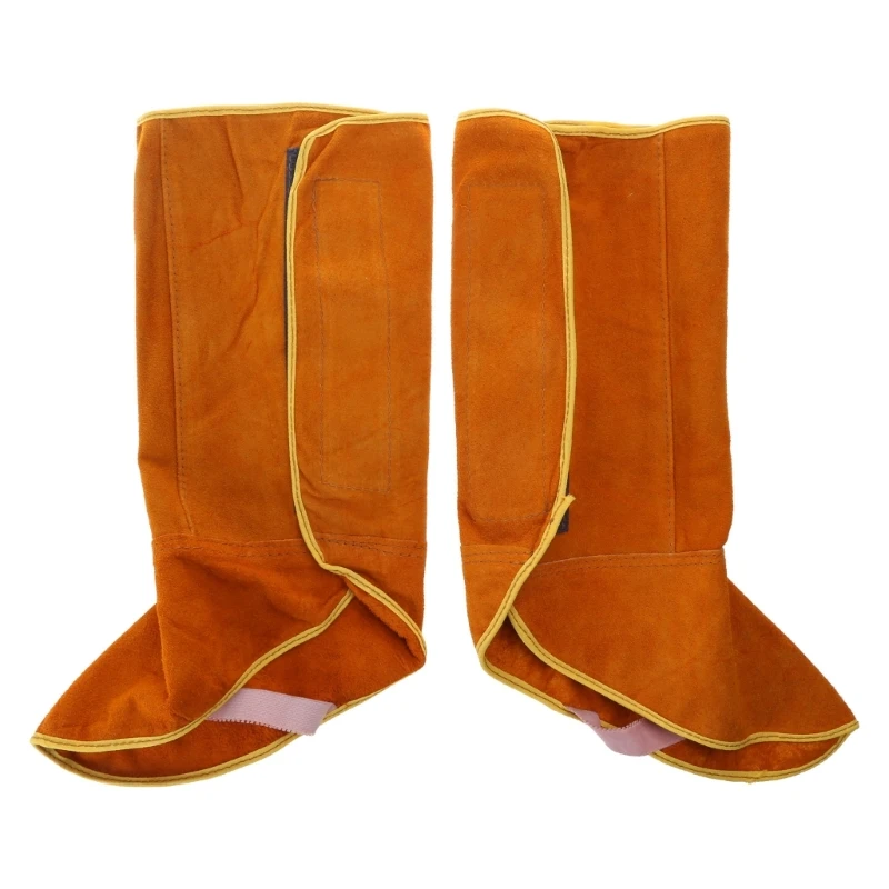 15inch Leather Welding Spats Heat and Abrasion Resistant Welder Tools Protection Feet Cover Welding Boot Shoes Covers