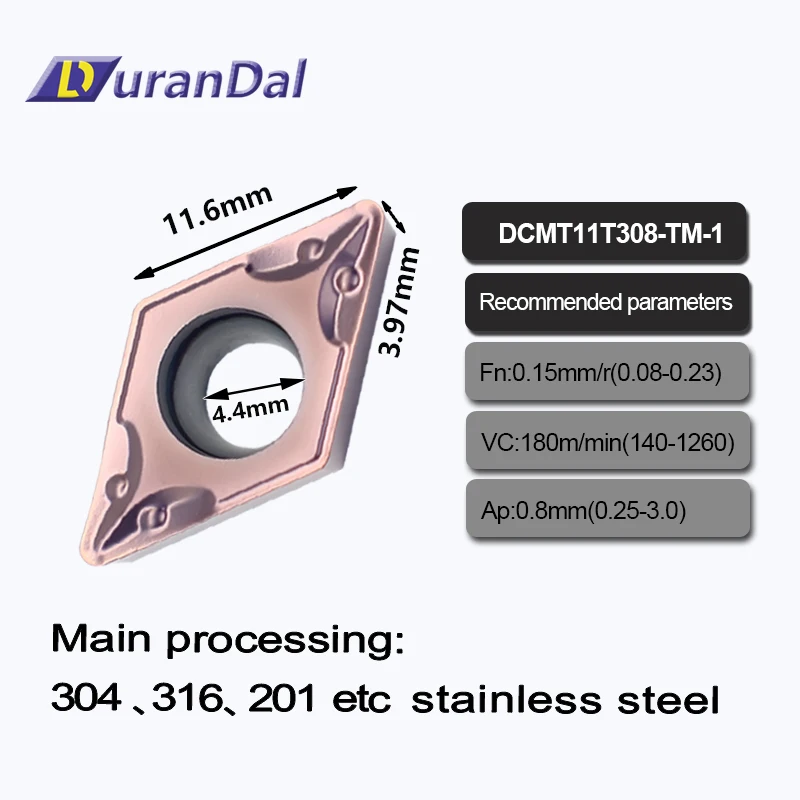 10PCS Carbide Inserts DCMT11T308 LP8015 CNC Lathe Tool External Turning Tools Processing Stainless Steel