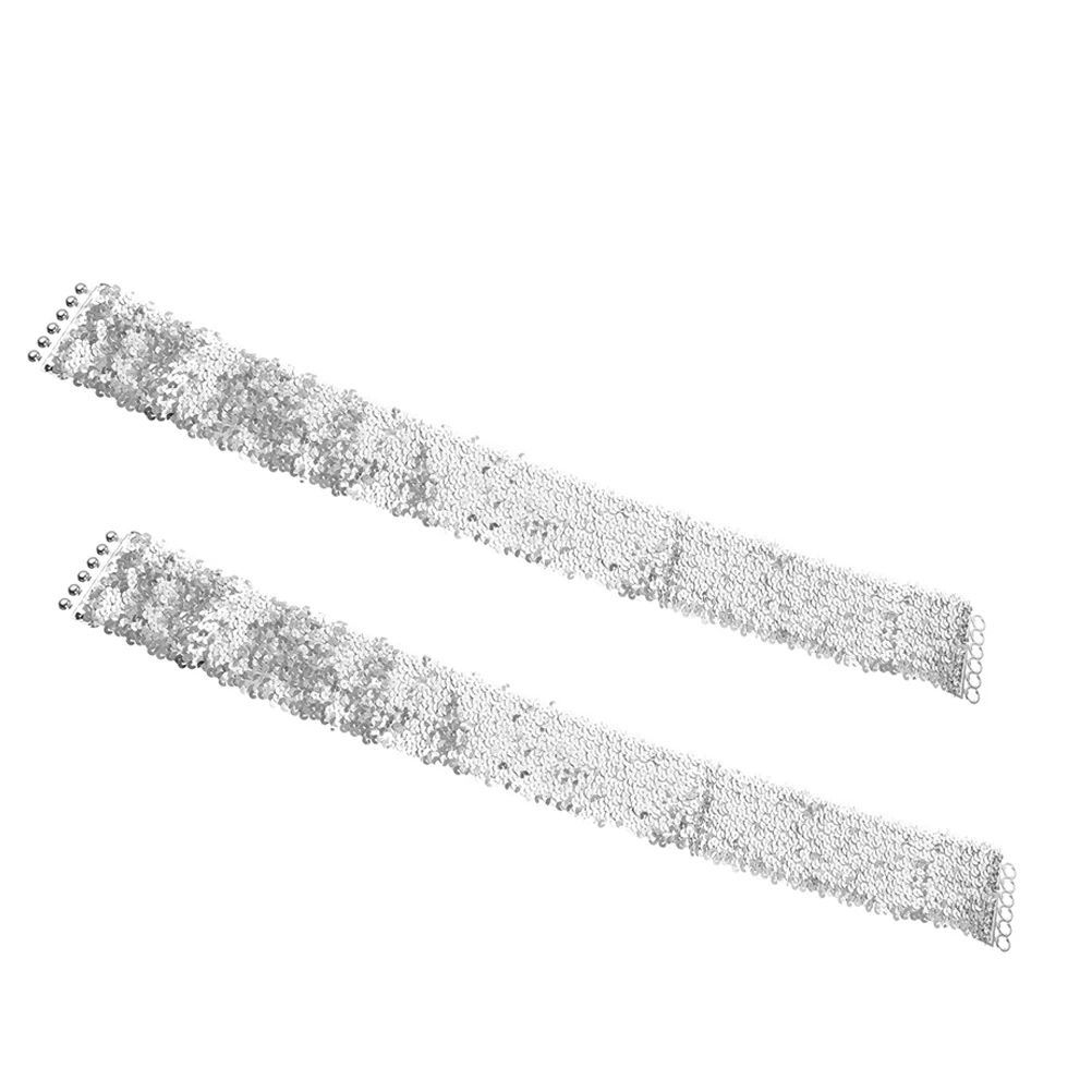 

2Pcs Dazzling Sequin Belt Adjustable Wide Waist Band For Women Girls Disco Party Dance Performance Accessories