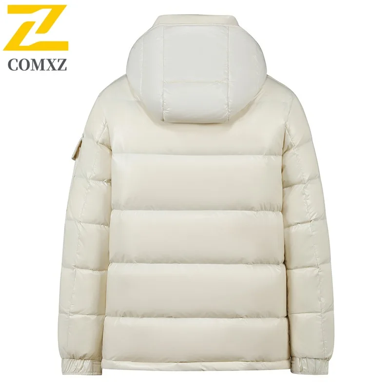 COMXZ Reise-Daunenjacke für Herren, 2029, klassisch, lässig, mit Kapuze, kältebeständig, Parka, einfarbig, Abenteuer, verdickter warmer Wintermantel