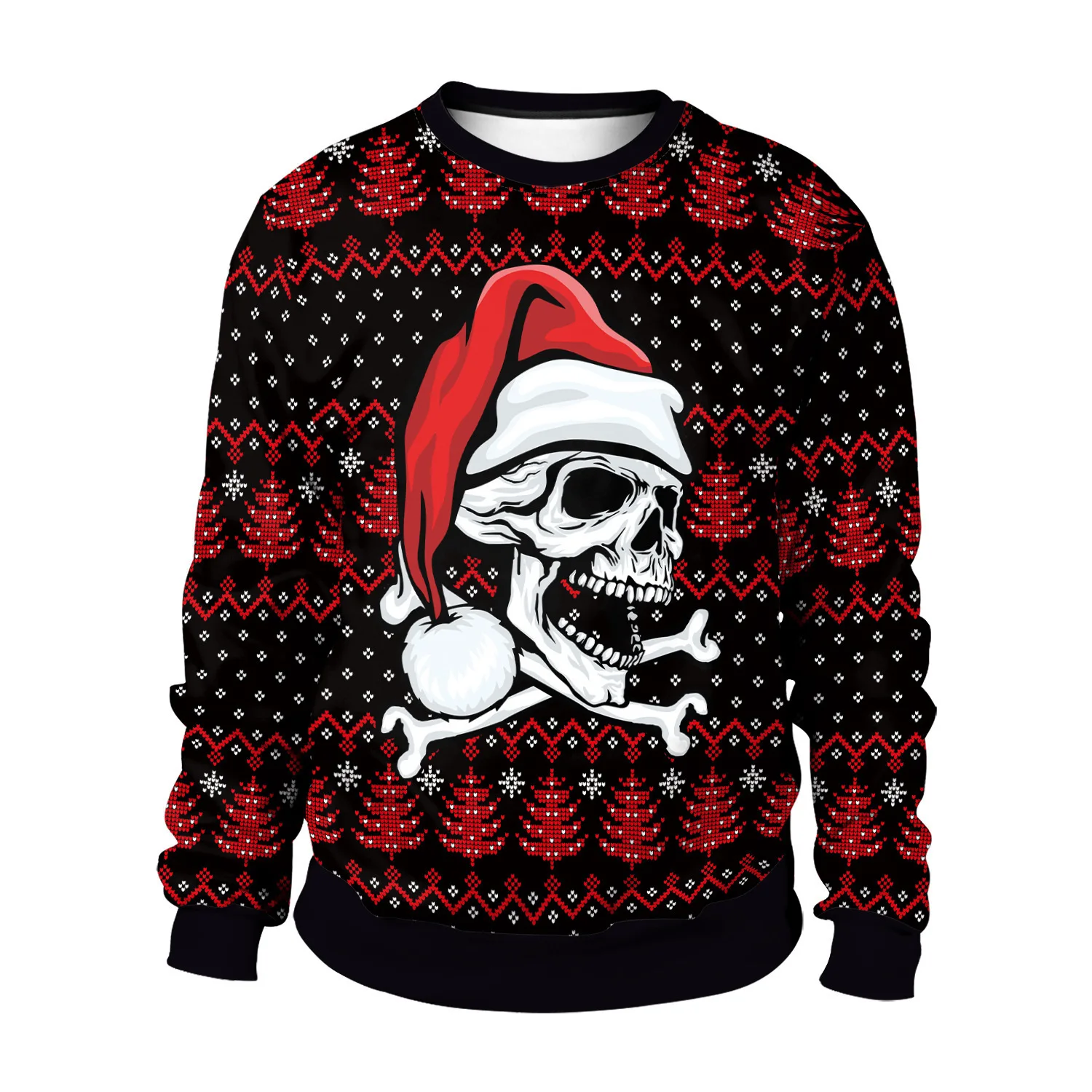Christmas Sweater Couples Pullover New Year Eve Holiday Party ClothesXmas Sweatshirt 3D Print Santa Claus Skeleton Ugly Graphic