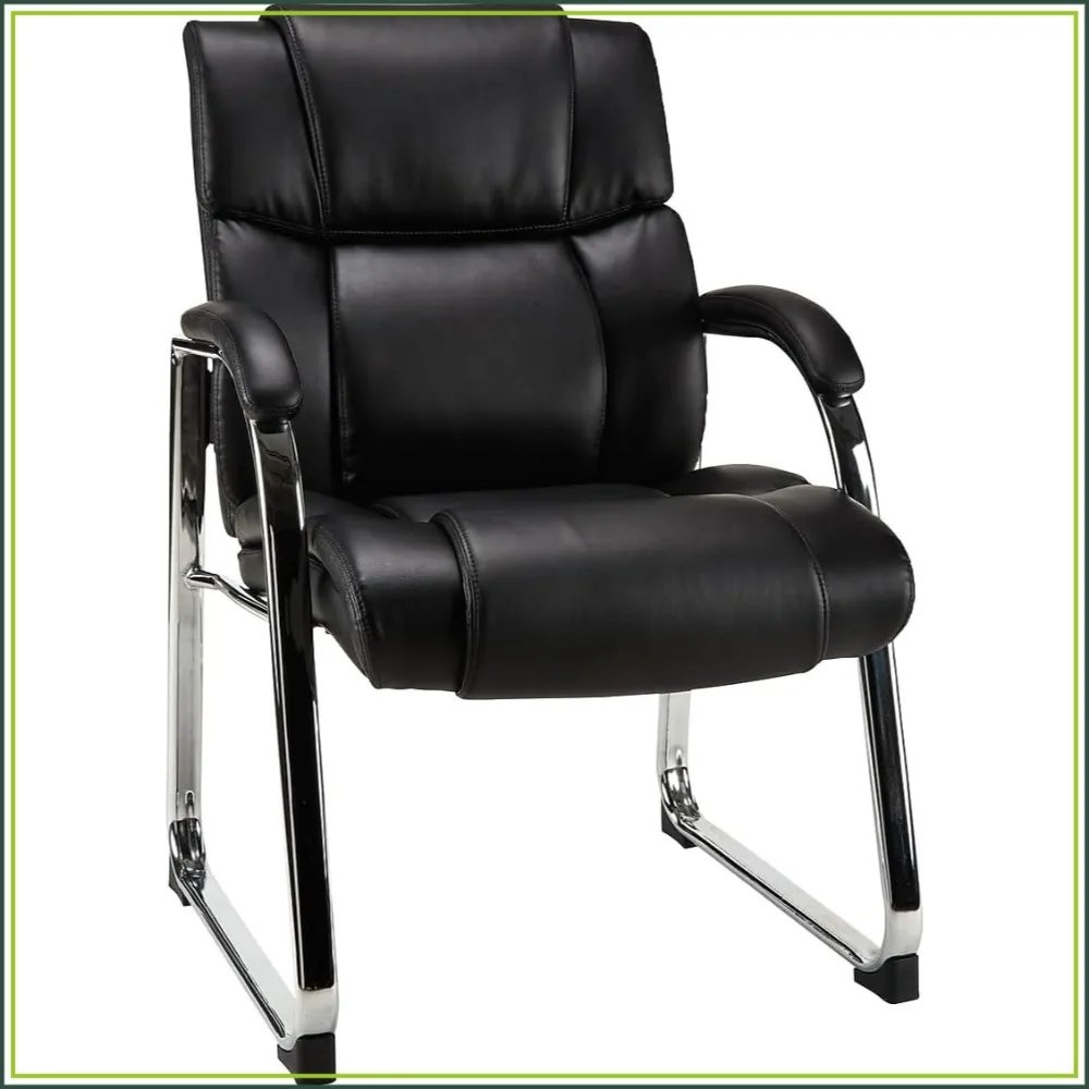 Staples Guest & Reception Chair, Bonded Leather, Black, Office Waiting Room Seating