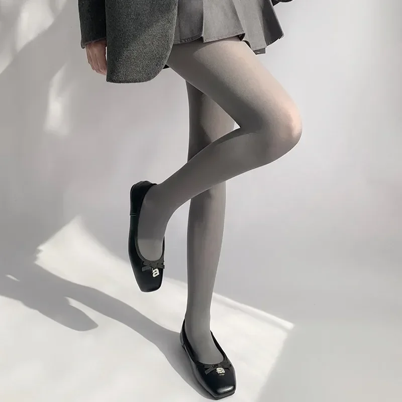 Graue Hue-Strumpfhose für Damen, modisch, JK, mattes Finish, bequeme Samtstrümpfe, weiche Nylonstrumpfhose