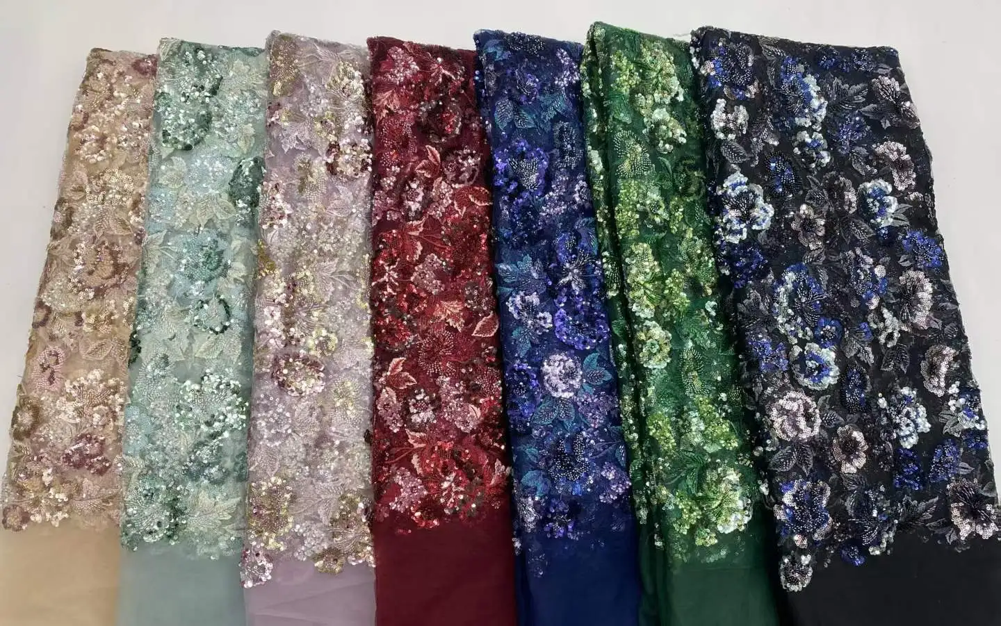 3D Nigerian Tulle Lace Fabric 2026 High Quality African Sequins Beaded Lace Fabric For Women Evening Party Dress Sewing 2832 view 5