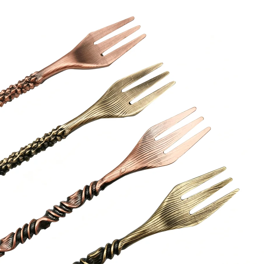 Vintage Hookah Fork With Pick Needle 2 In 1 Shisha Fruit Fork Metal Twisted Handle Hookah Accessories Portable Shisha Tool