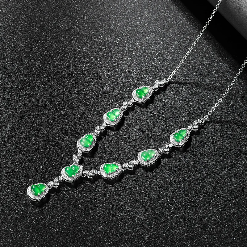 Natural A-goods Jadeite Egg Pendant S925 Silver Inlaid Hand-carved High-grade Fashion Ice Jade Necklace Men & Women Holiday Gift