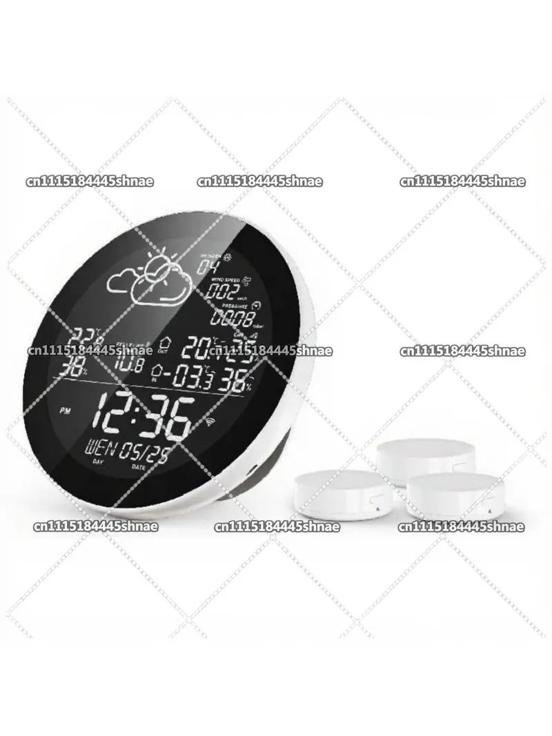 Round Radio‑Controlled Weather Station Clock, Wall‑Mount Thermometer Hygrometer For Home Office Indoor Use