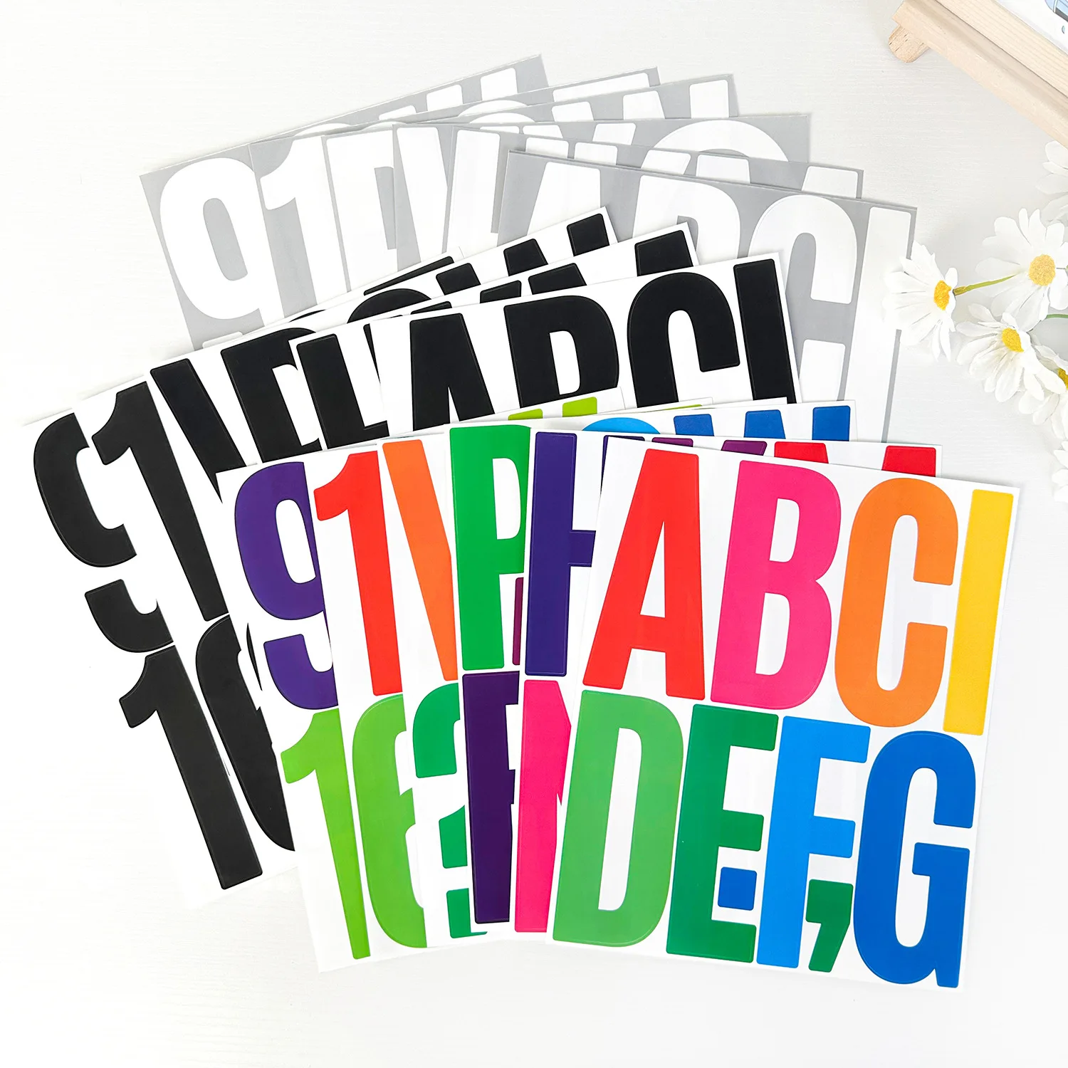 4Pcs 5 inches Alphabet Numbers Graffiti Stickers: Decorate Suitcase, books，Waterproof for Multiple Occasions Stickers Gifts
