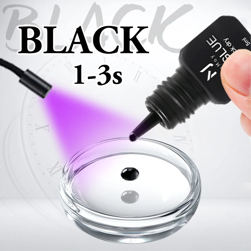Accessoires pour cils, colle UV noire pour Extension de cils, adhésif Extra fort UV