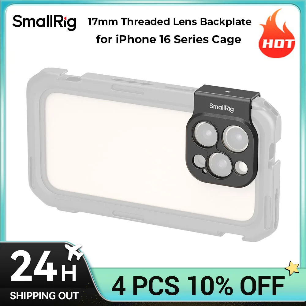 SmallRig 17mm Threaded Lens Backplate for iPhone 16 Pro / Pro Max Cages for 17mm threaded lenses 5009