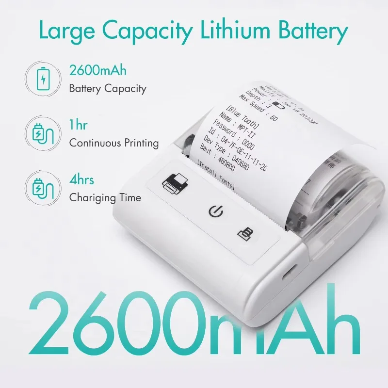 58MM Mini Thermal Printer Mobile Pocket Printer Ticket Bill Wireless Bluetooth USB IOS Android Small Business Printer Impresora