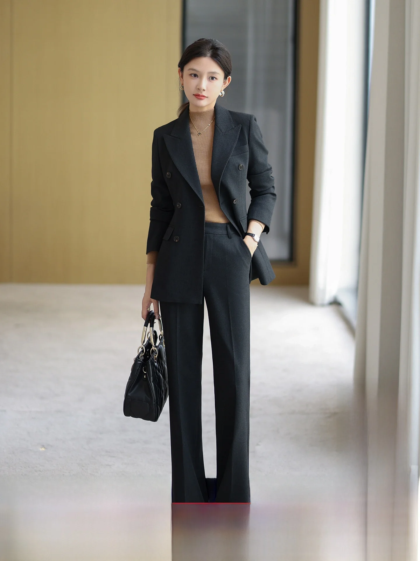 

Women's Woolen Thiened Autumn Winter Suit Set Profional Commute Slimming Design Casual Busin Casual Sle