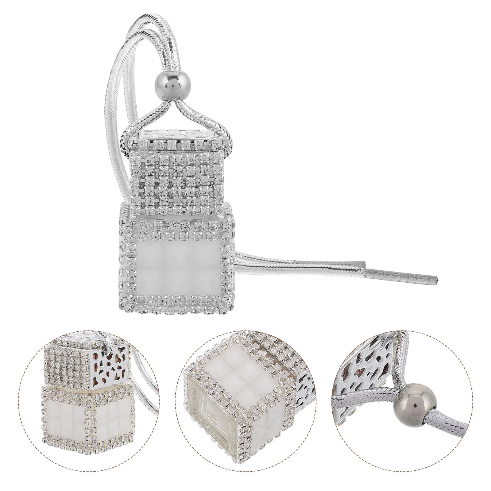 

Luxury Rhinestone Car Perfume Pendant Bottle Refillable Hanging Diffuser Aromatherapy Essential Oil Vial Air Fresher For Vehicle